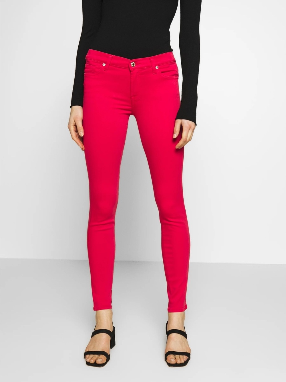 7FAM 7 For All Mankind The Skinny Vibrant Red Ankle Denim Jeans Size 27